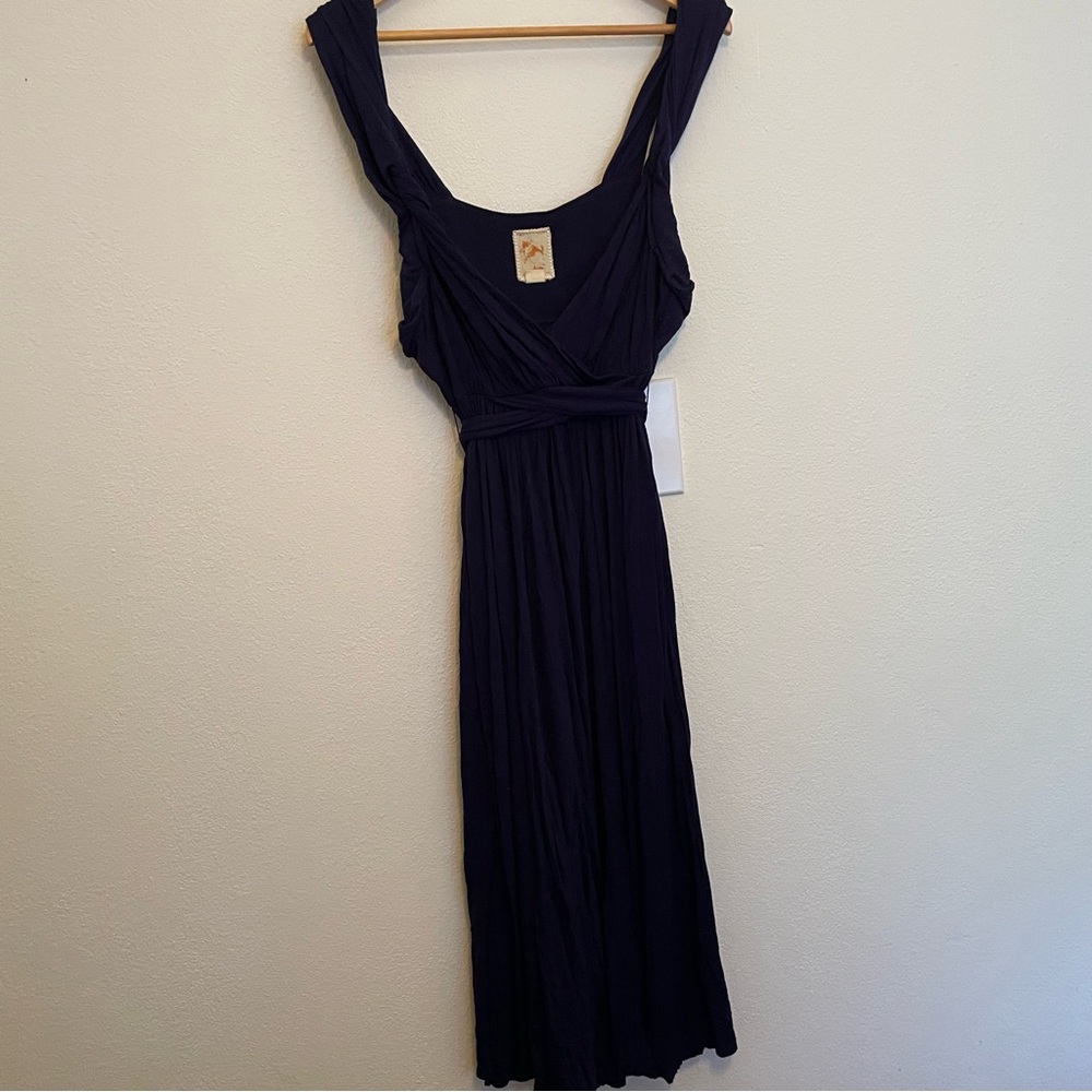 Anthropology Midi Dress Navy Size L Rayon/Spandex